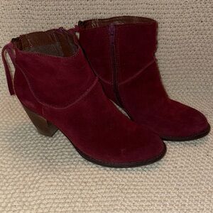 Steve Madden Dark Red Suede Ankle Boots